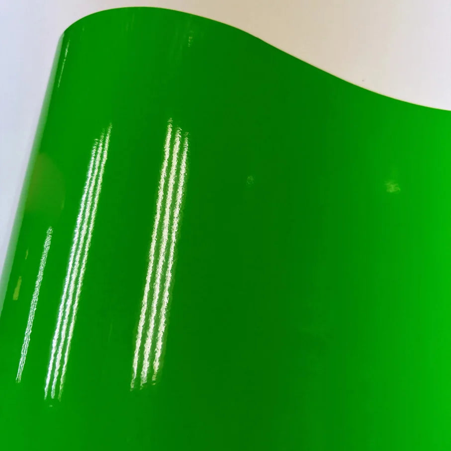 Sizes Glossy Green Fluorescent Vinyl Sticker Wrap Self Adhesive