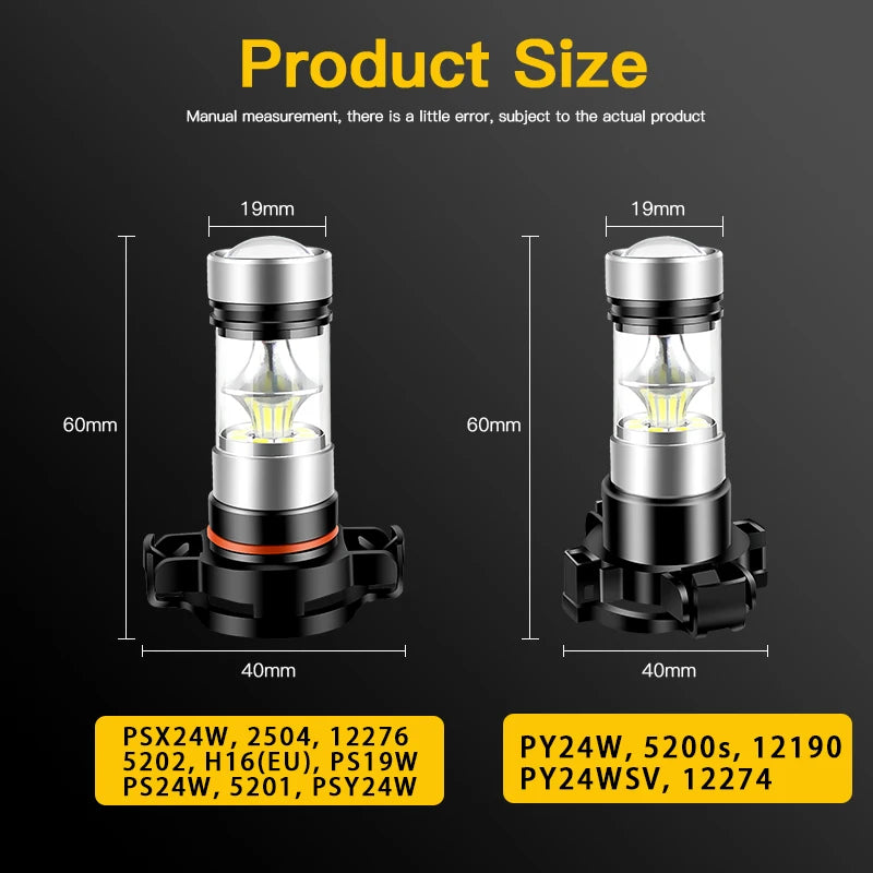 2PCS psx24w 2504 12276 5202 H16 Eu Fog ps19w