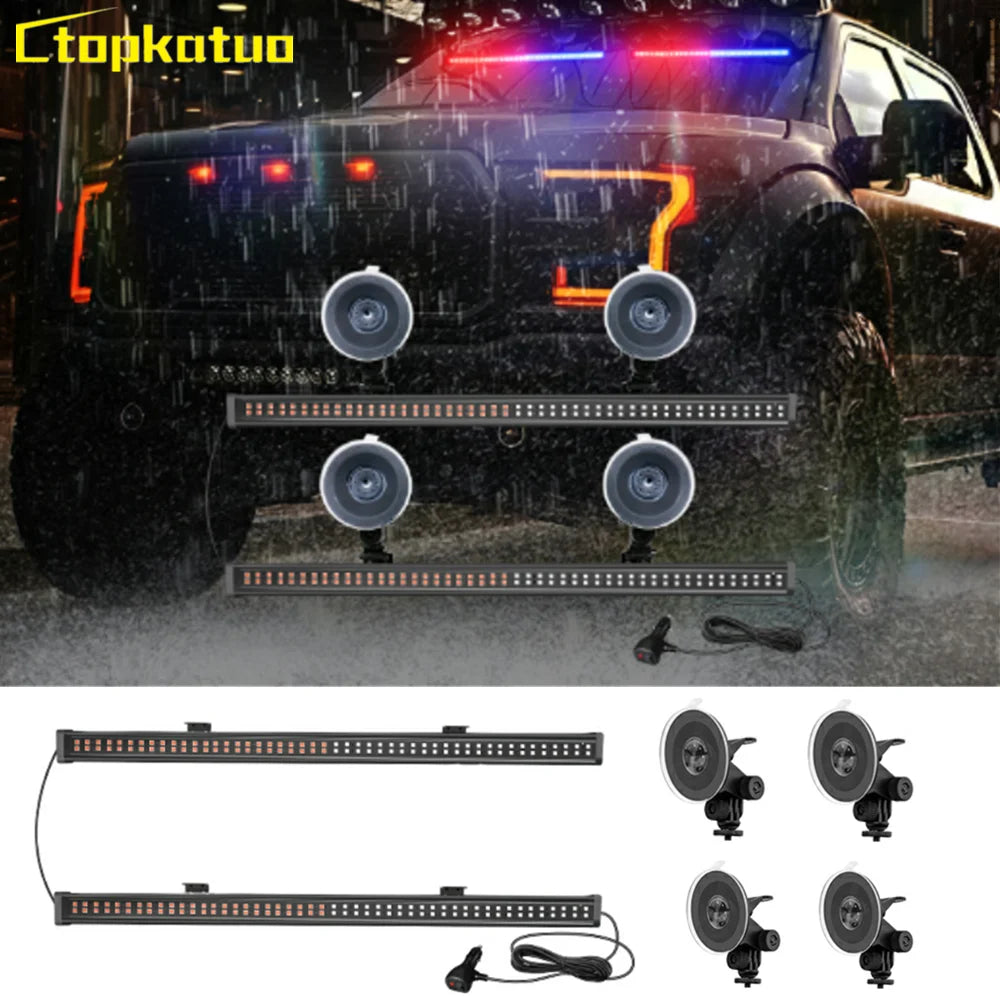 2PCS Strobe 96LED Warning Flashing Bar Truck Emergency Signal