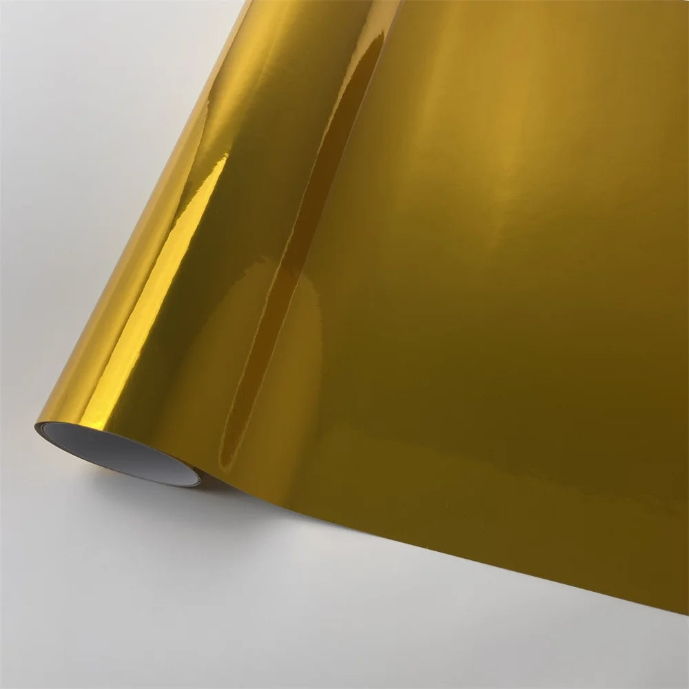 Glossy Chrome Gold Vinyl Film Wrapping Motorcycle Waterproof