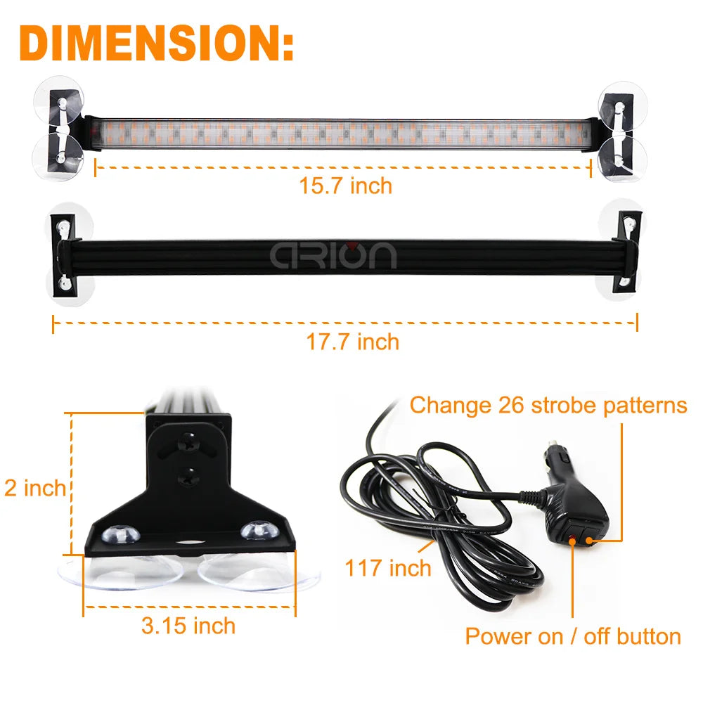 In Strobe Emergency Warning 144 Windshield Bar Traffic Advisor