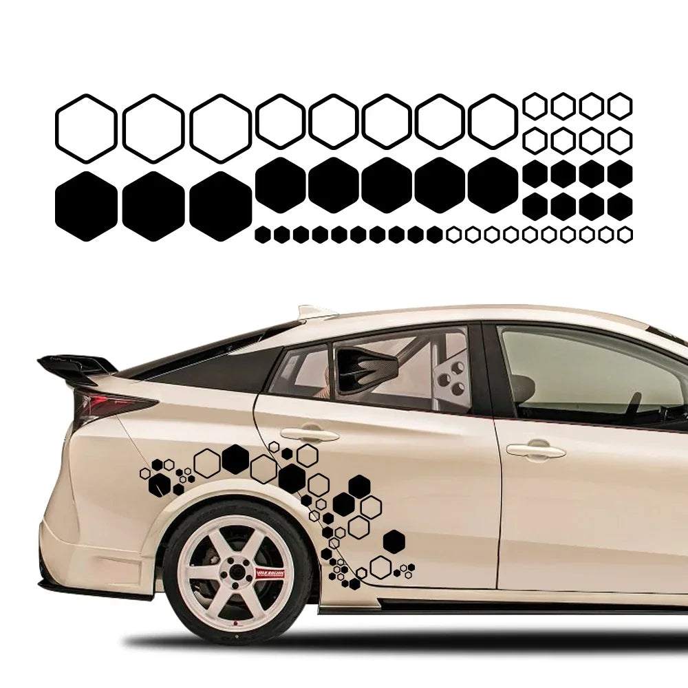 For Auto Body Side Diy Styling Honeycomb Hexagon Vinyl Decals