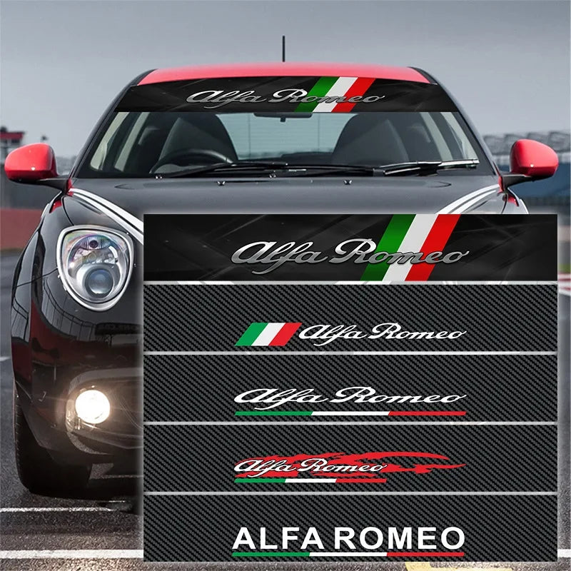 For Alfa Romeo Logo Stelvio Brera Carbon Fibre Color Windshield