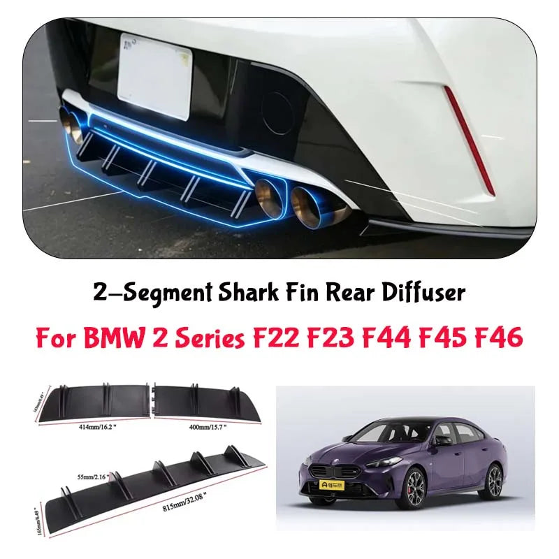 For BMW 2 Series F22 F23 F44 F45 F Shark Fin Rear Diffuser Split