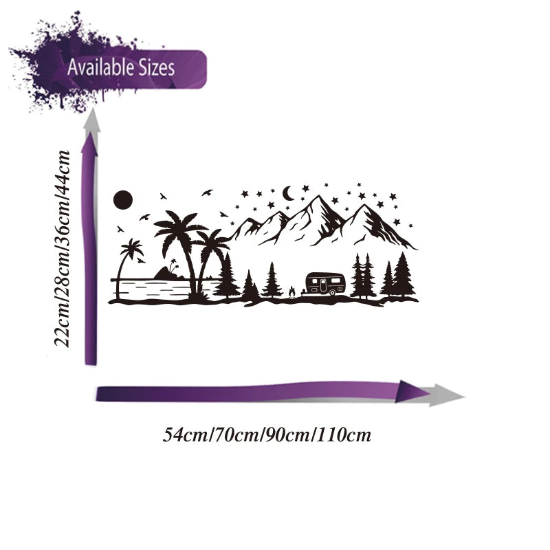 Large Strand En Bergen Tree Mountain Camper Rv Sticker