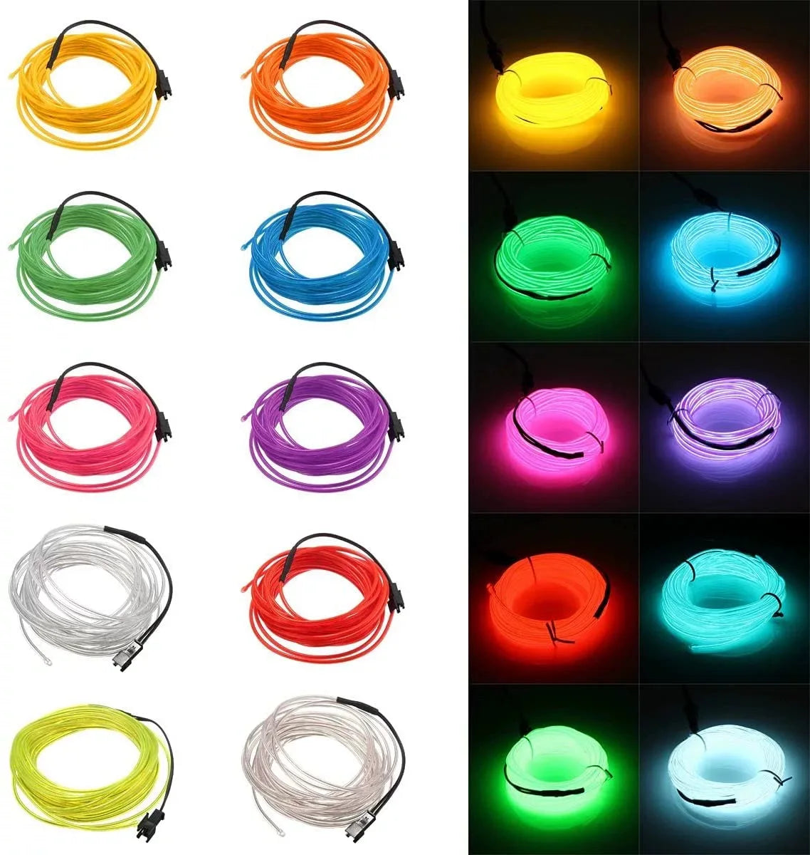 1M El Wire Strip Battery USB Switch Neon Glowing