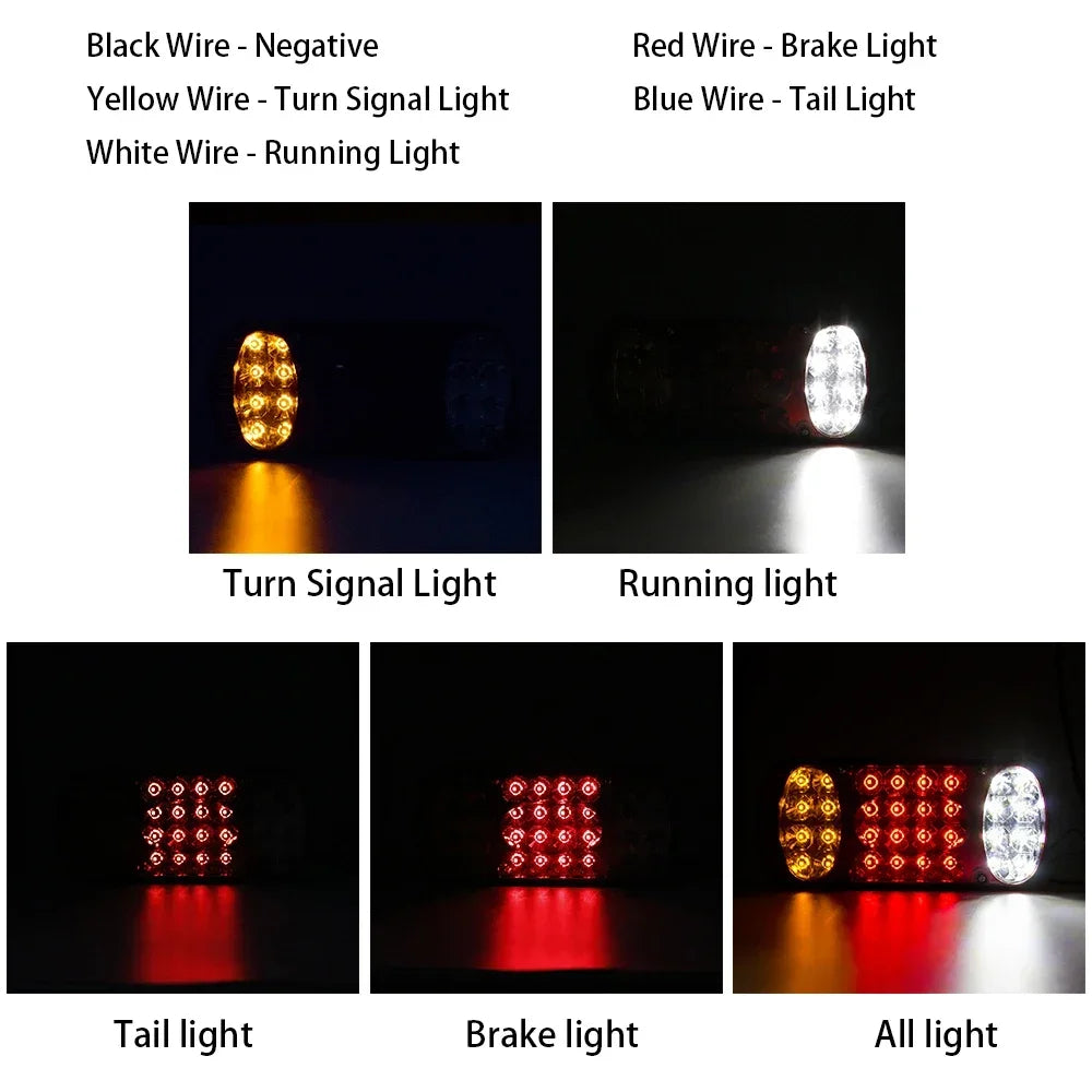 2PCS 12V 24V Truck Tail Taillight Rear Stop Brake