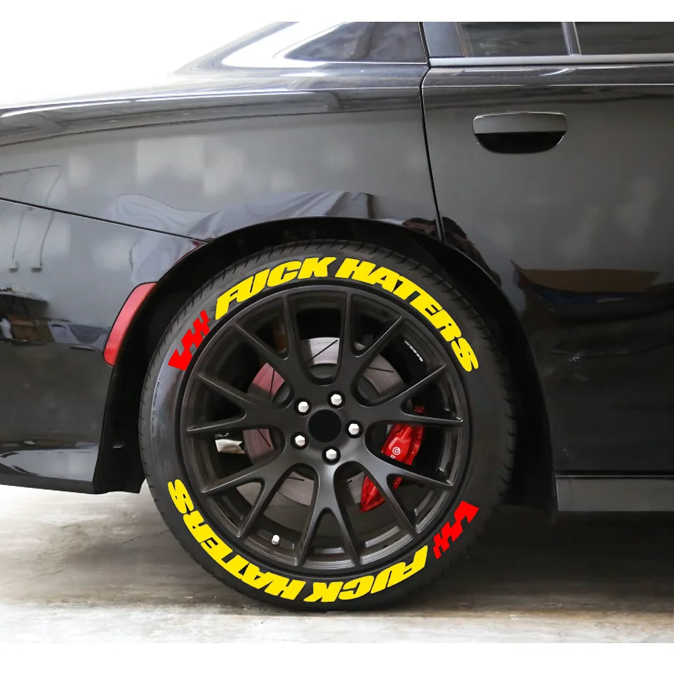 Fuxk Haters Tire Lettering Sticker 1.06 Inch Font Personlized