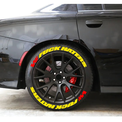 Fuxk Haters Tire Lettering Sticker 1.06 Inch Font Personlized