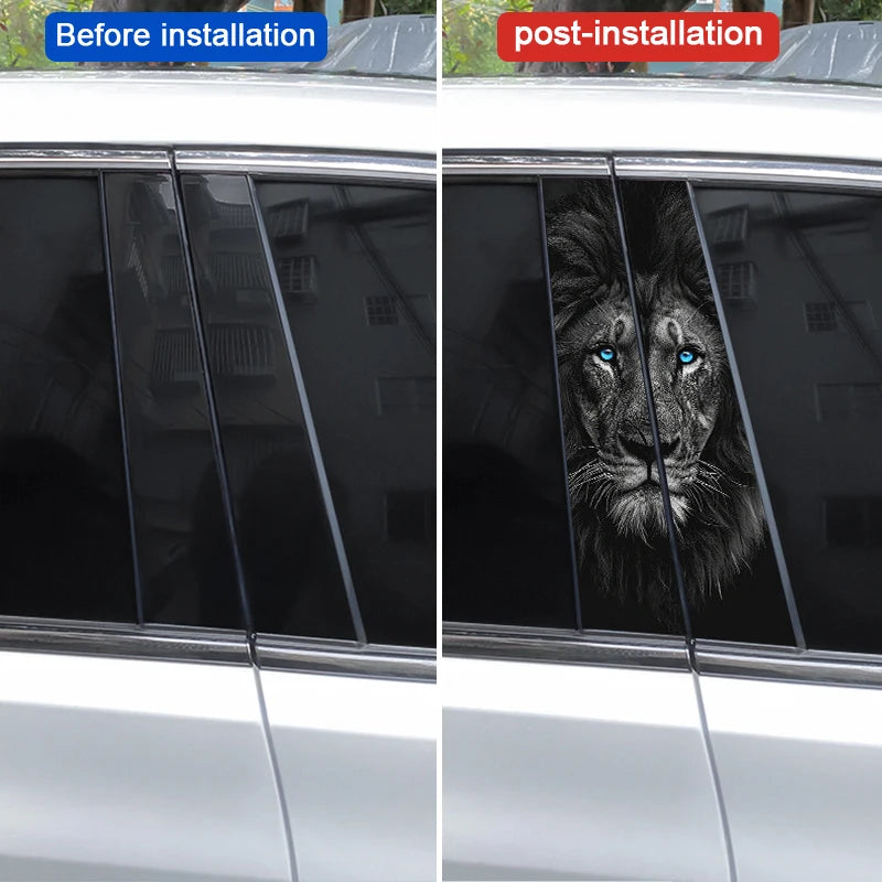2PCS Tiger Sticker Animal B Pillar Waterproof Decal Covering