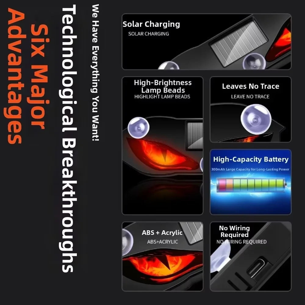 Solar Power Demon Eye Cool Flashing Warning Dynamic Safety