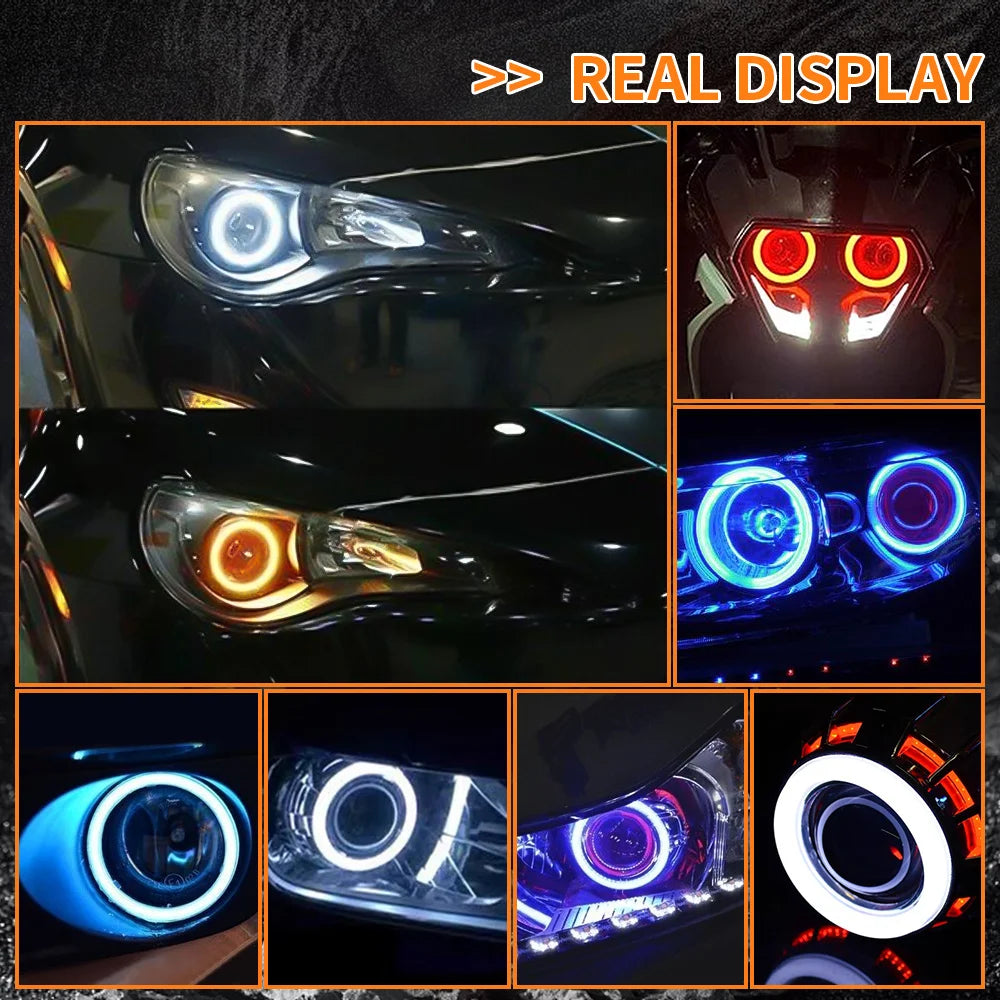 2PCS RGB Angel Eyes Halo Rings Circle Ring Fog