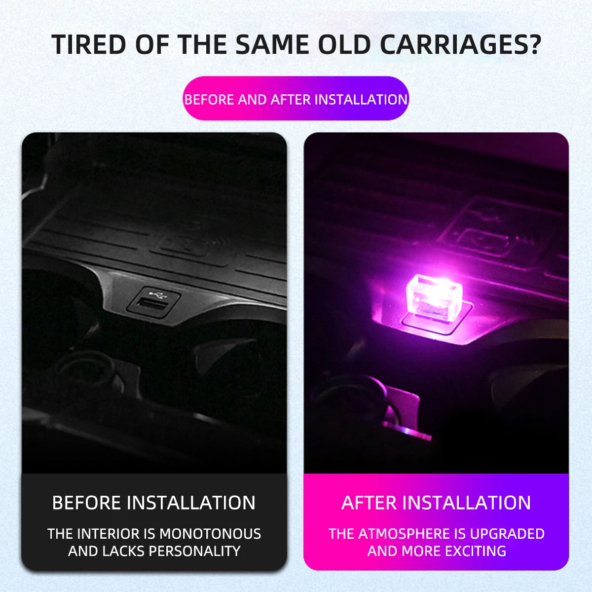 1PC MINI USB Interior Atmosphere Emergency Lighting Colorful
