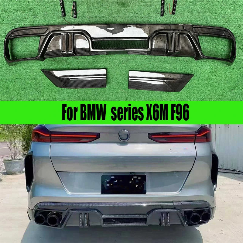 For BMW X6M F96 2019+ Carbon Fiber Back Lip Rear Bumper Diffuser