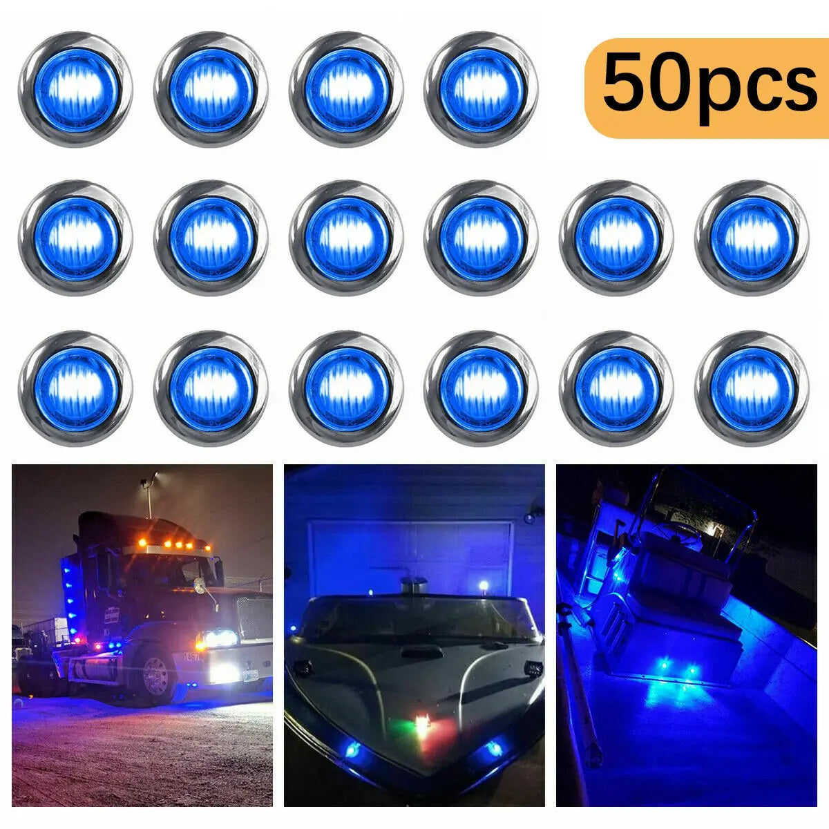 50PCS Inch MINI Round Trailer Side Marker Indicator Trucks