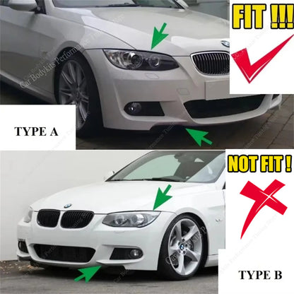 For BMW E92 E93 M Sport pre-lci 4PCS Mp Gloss Black Front Bumper