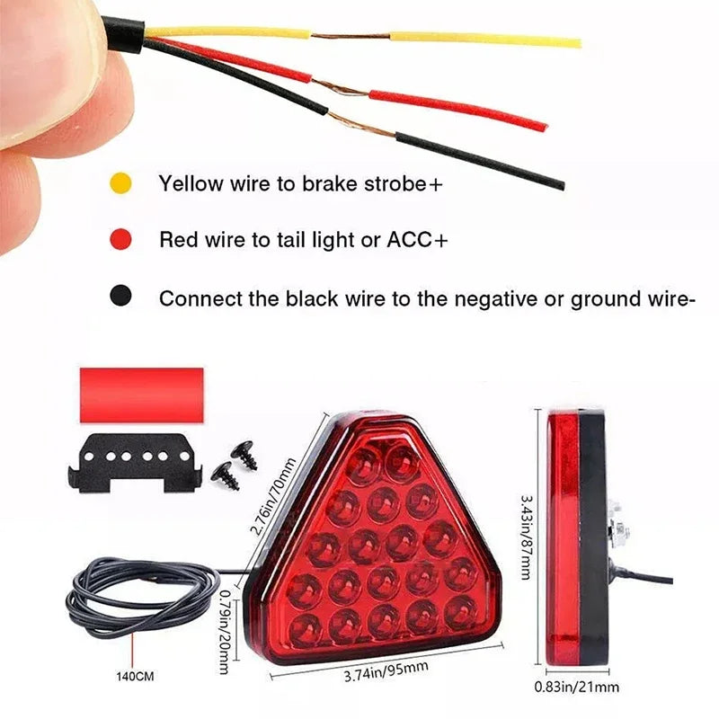 For Jdm Bba 19LED Brake Signal F1 Triangle Sport Rear Third Tail