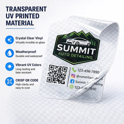 For Storefront Glass Door Vehicle Window Custom Uv Printed Qr