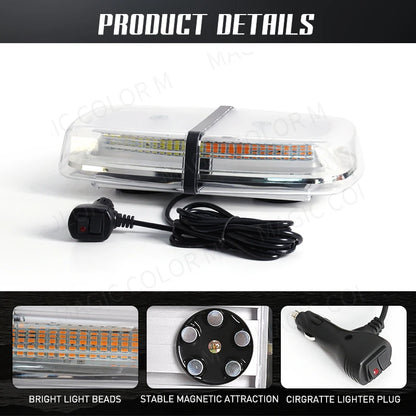 72SMD Strobe Roof Becaon Traffic Bright Magnetic Warning