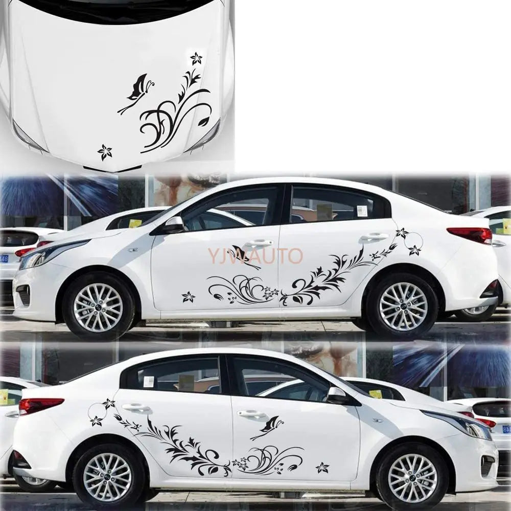 szss-car Body Stickers Butterfly Love Flower Decals SUV Hood