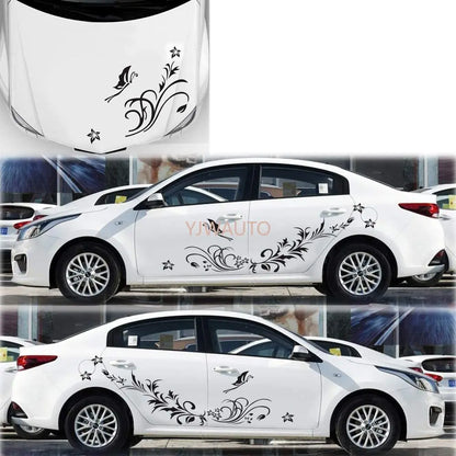 szss-car Body Stickers Butterfly Love Flower Decals SUV Hood