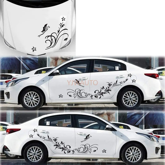 szss-car Body Stickers Butterfly Love Flower Decals SUV Hood