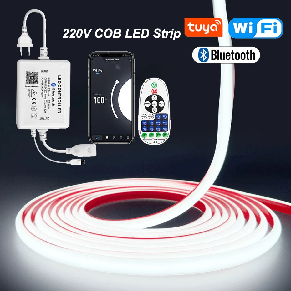 For Outdoor Garden Tuya Wifi Bluetooth Cob Neon Strip 220V