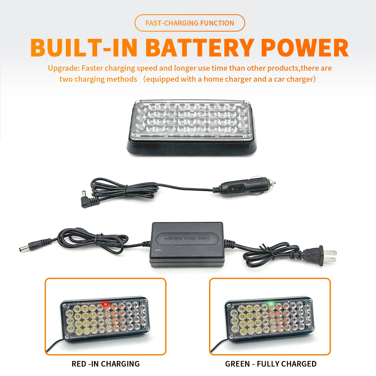Wireless Magnetic Strobe Warning Amber White 42LED Emergency