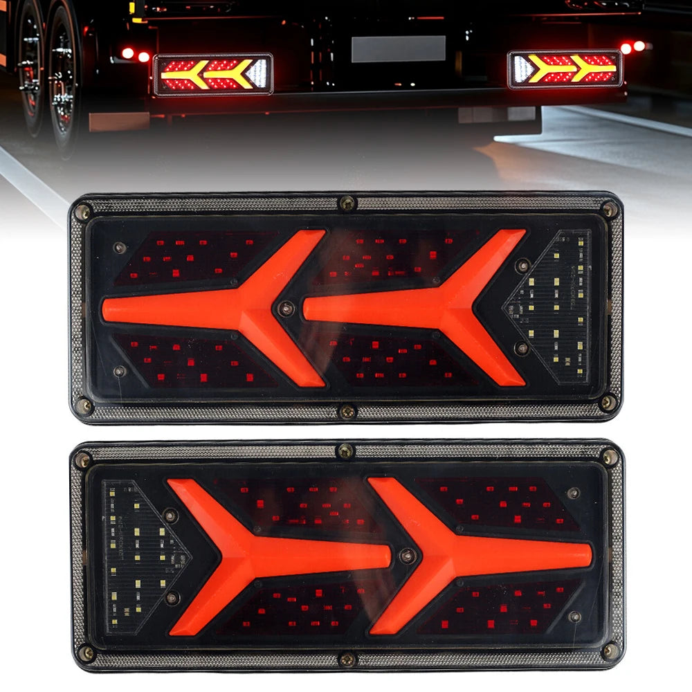 For 24V 2PCS Trailer 24V ABS Black Waterproof Tailight Warning