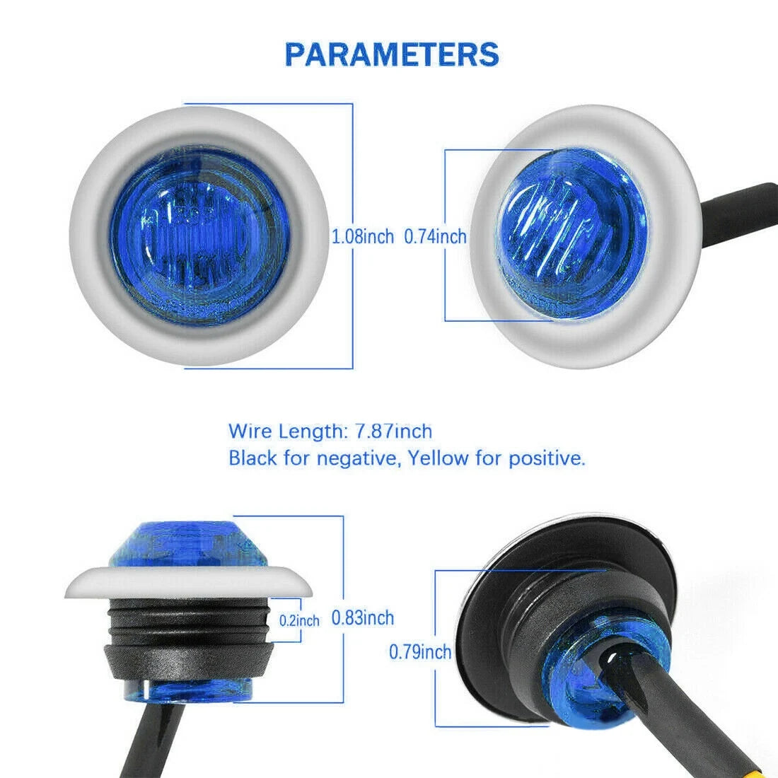 50PCS Inch MINI Round Trailer Side Marker Indicator Trucks
