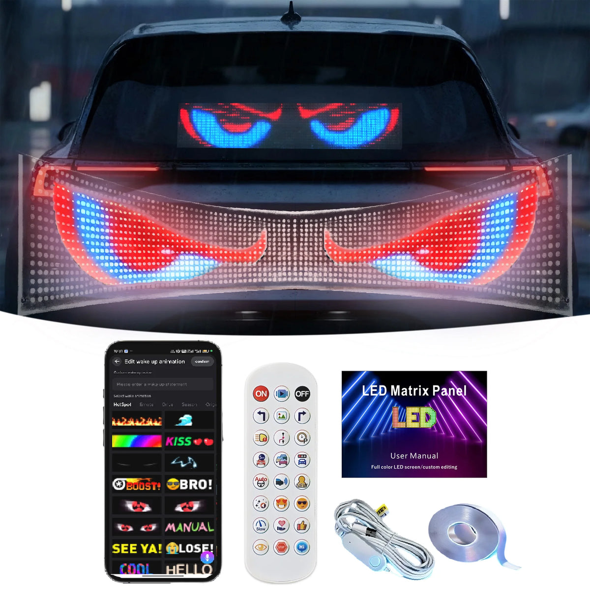 Transparent Windshield Matrix Display Ai Voice RGB Pixel Panel
