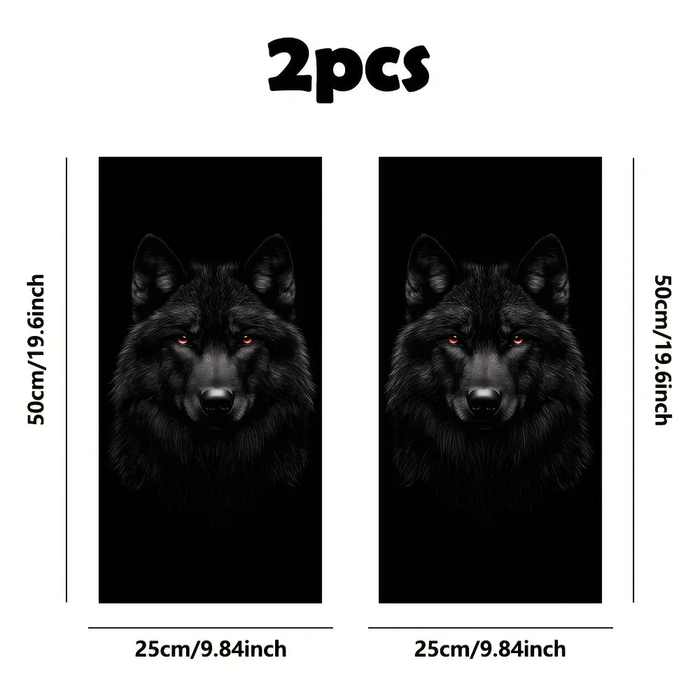 2-piece Strong Wolf Face Vinyl Decal Disposable Exterior Trim