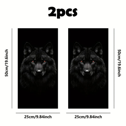 2-piece Strong Wolf Face Vinyl Decal Disposable Exterior Trim