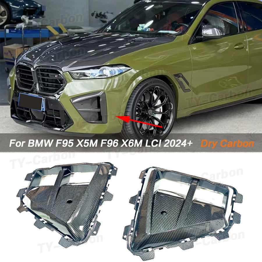 For BMW F95 X5M X6M F96 Dry Carbon Fiber Front Air Vent Trim