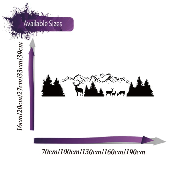 Large Mountain Tree Deer Forest Van Rv Sticker Travel