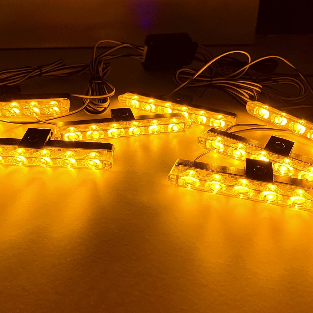 6LED Flashing Grille Wireless Remote Emergency Strobe 12V Warning