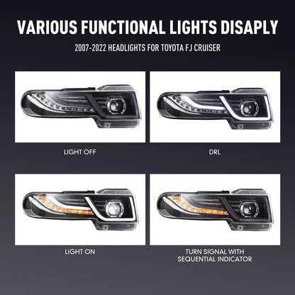 For Toyota Fj Cruiser 2007-2022 LED 2PCS Head Headlight Daytime