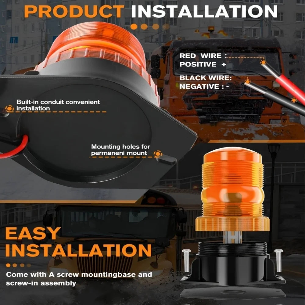 For Mower ATV Amber Strobe Forklift Beacon Safety Warning