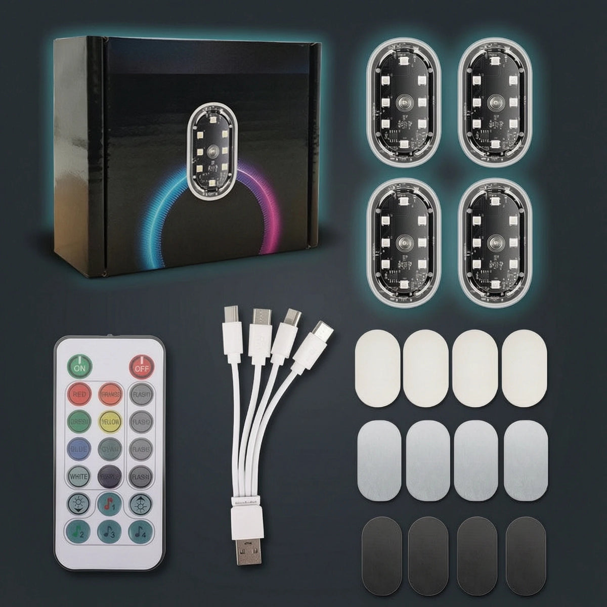 For Drivers Pieces Ambient Controller Adhesive Interior Lighting
