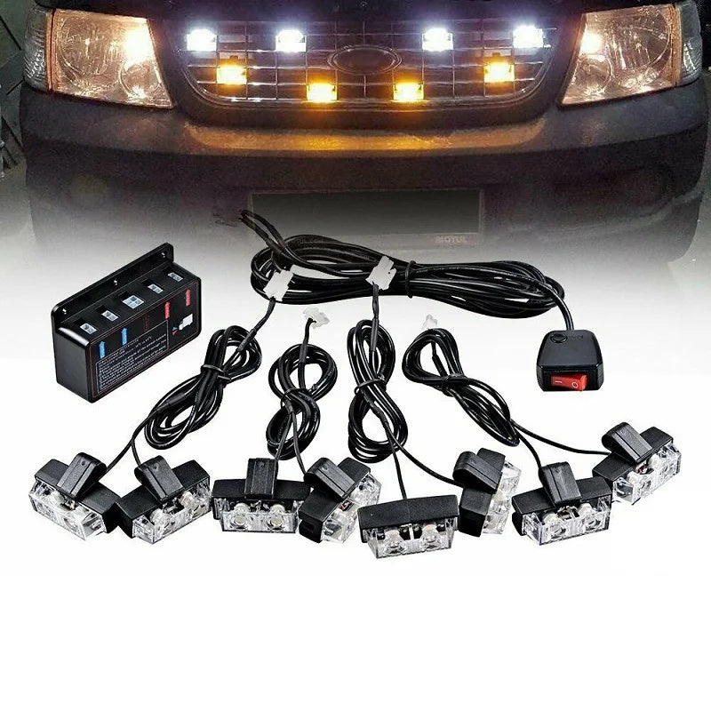 12-24v Front Grille Strobe White Yellow Signal Daytime Running
