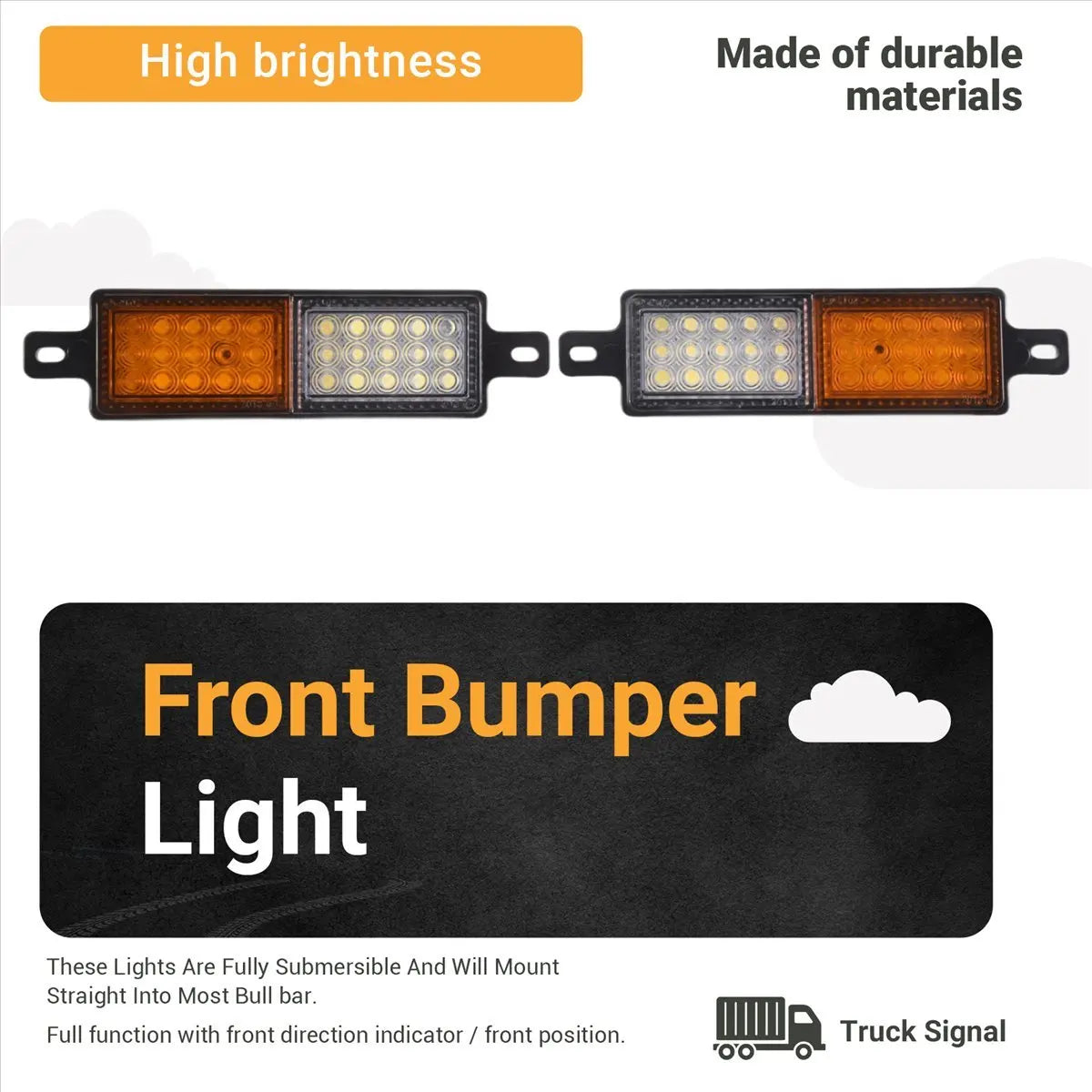 Compatible 2PCS 12V Truck Bull Bar Bullbar Front Bumper