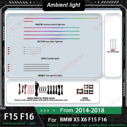 For BMW X5 X6 E70 E71 Ambient F15 F16 F86 2010-2024 Color