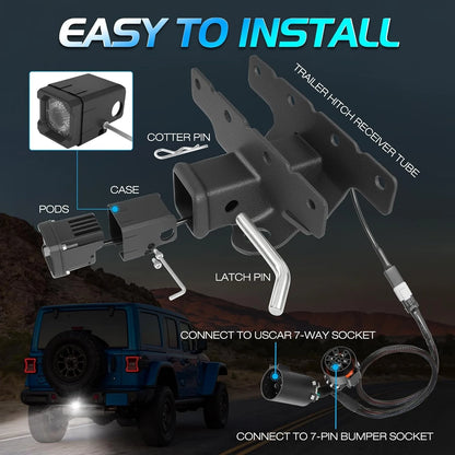For Pickup Red White Towing Hitch Kit Plug Play Waterproof Backup