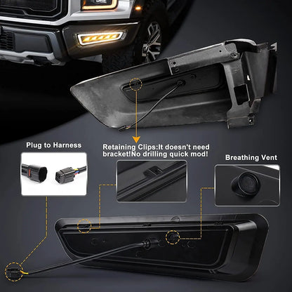For 2017-2020 Ford F150 Raptor Movotor Waterproof Bumper Fog Ice