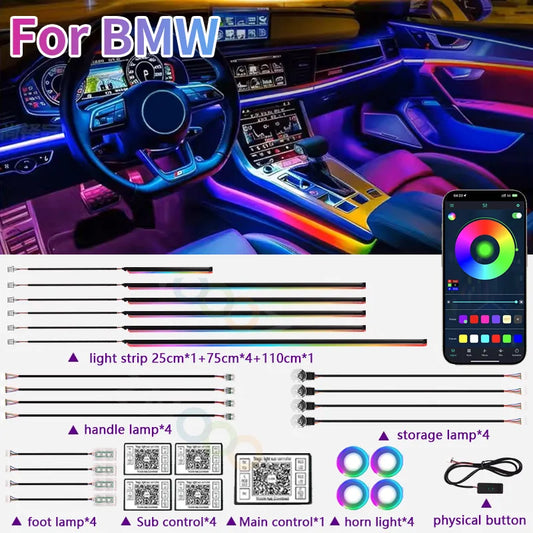 For BMW F34 F07 F06 F10 RGB 22IN1 Interior Acrylic Ambient F30