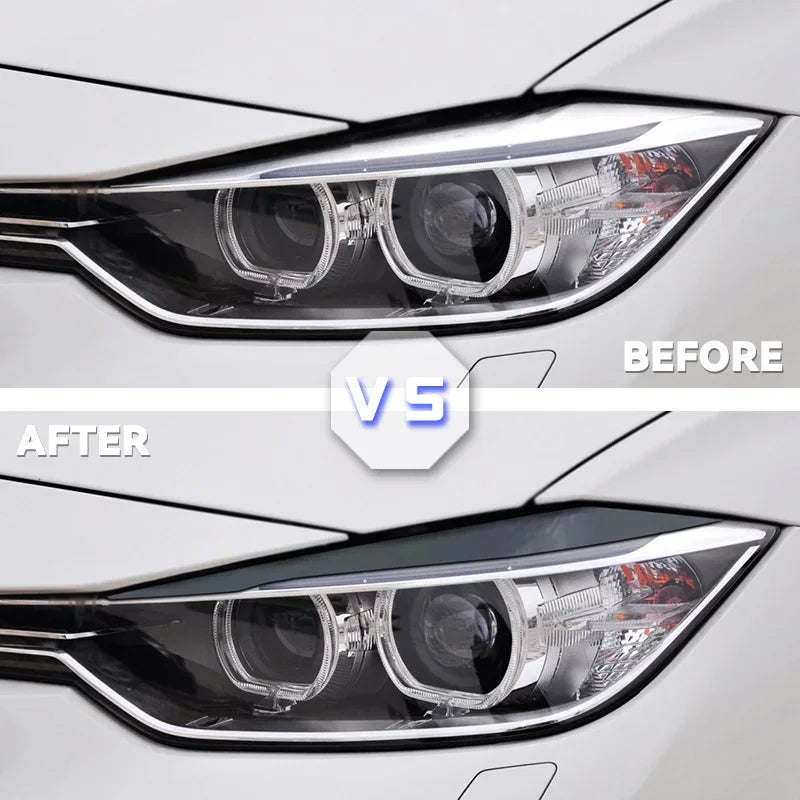 For BMW 3 Series F30 F35 2PCS ABS Gloss Evil Headlight Eyebrows