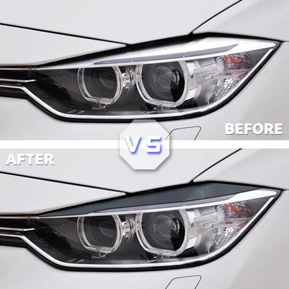 For BMW 3 Series F30 F35 2PCS ABS Gloss Evil Headlight Eyebrows