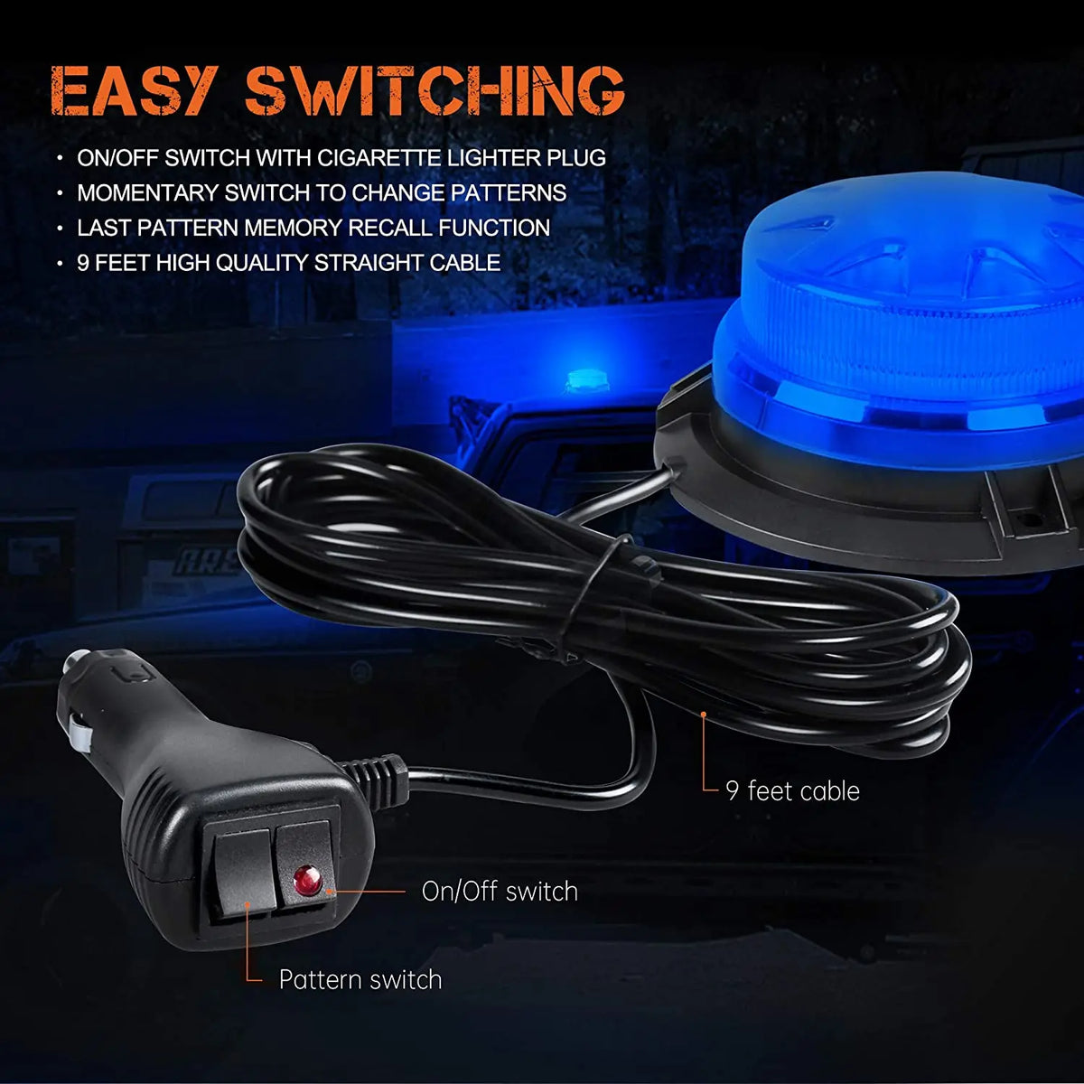 Magnetic Base Strobe 24 Leds Roof Flashing Hazard Warning