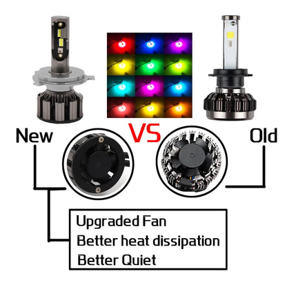 RGB Colorful APP Bluetooth Control H4 H7 Headlight H1