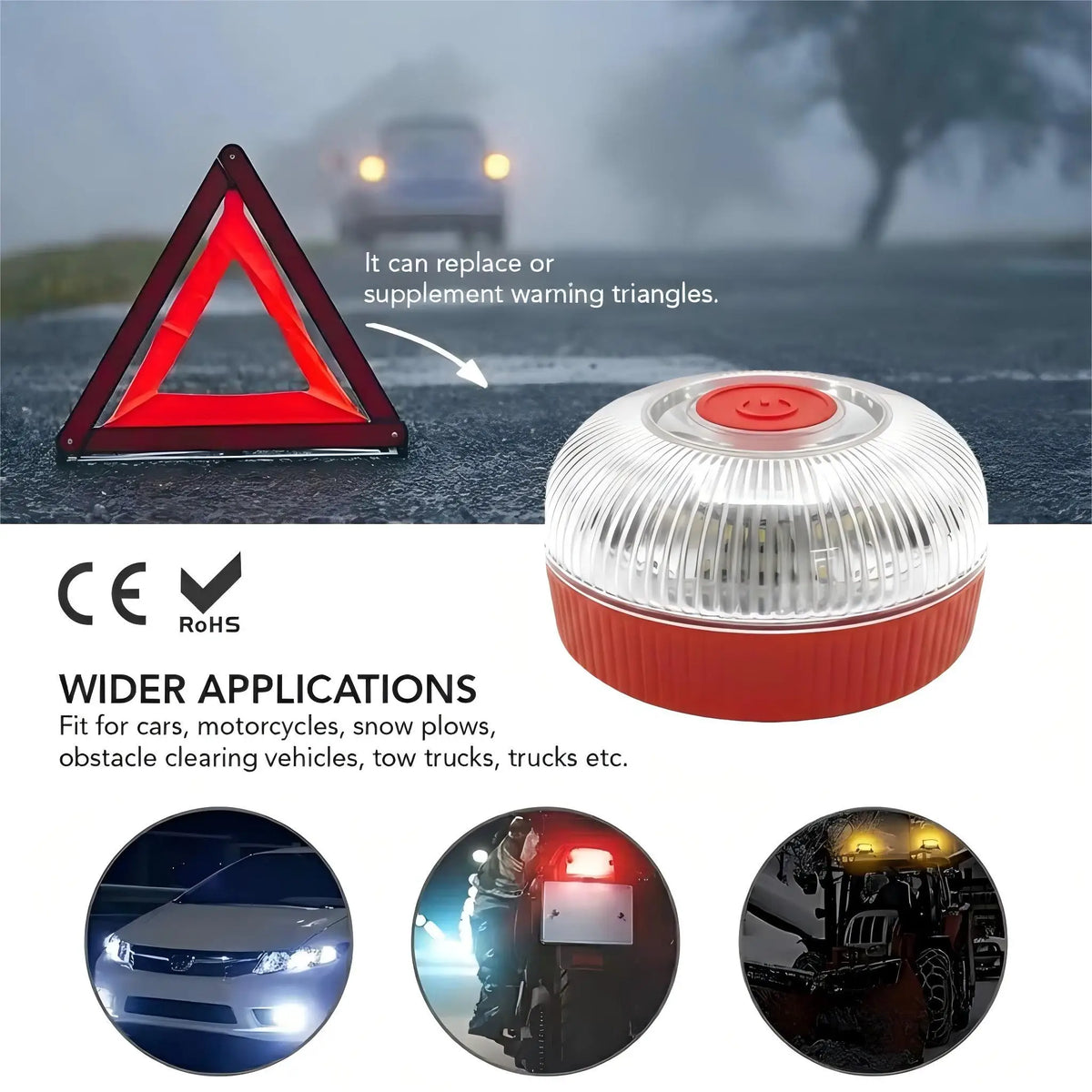 1-2piece Emergency Signal Magnetic Flashlight accident-specific